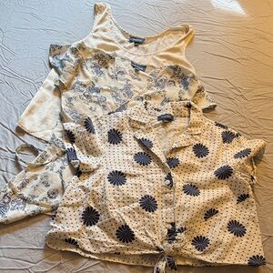 SET OF 3 Modcloth Blouses size Small (Camp shirt, Wrap, Tank top)